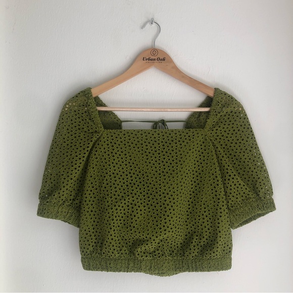 Everlane Tops - Everlane Size Small The Eyelet Puff Sleeve Top in Green Moss